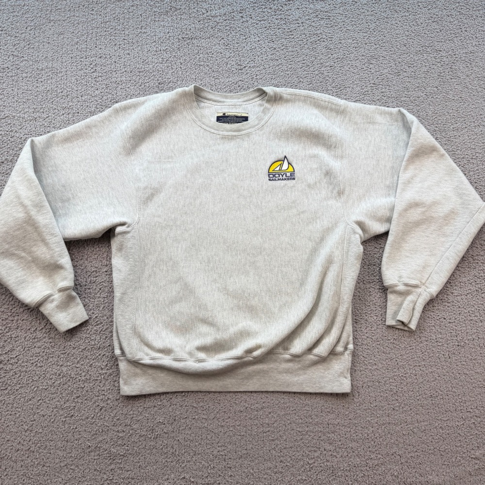 Vintage Champion Premium Reverse Weave Doyle Sailmakers Sweatshirt Gray Mens M